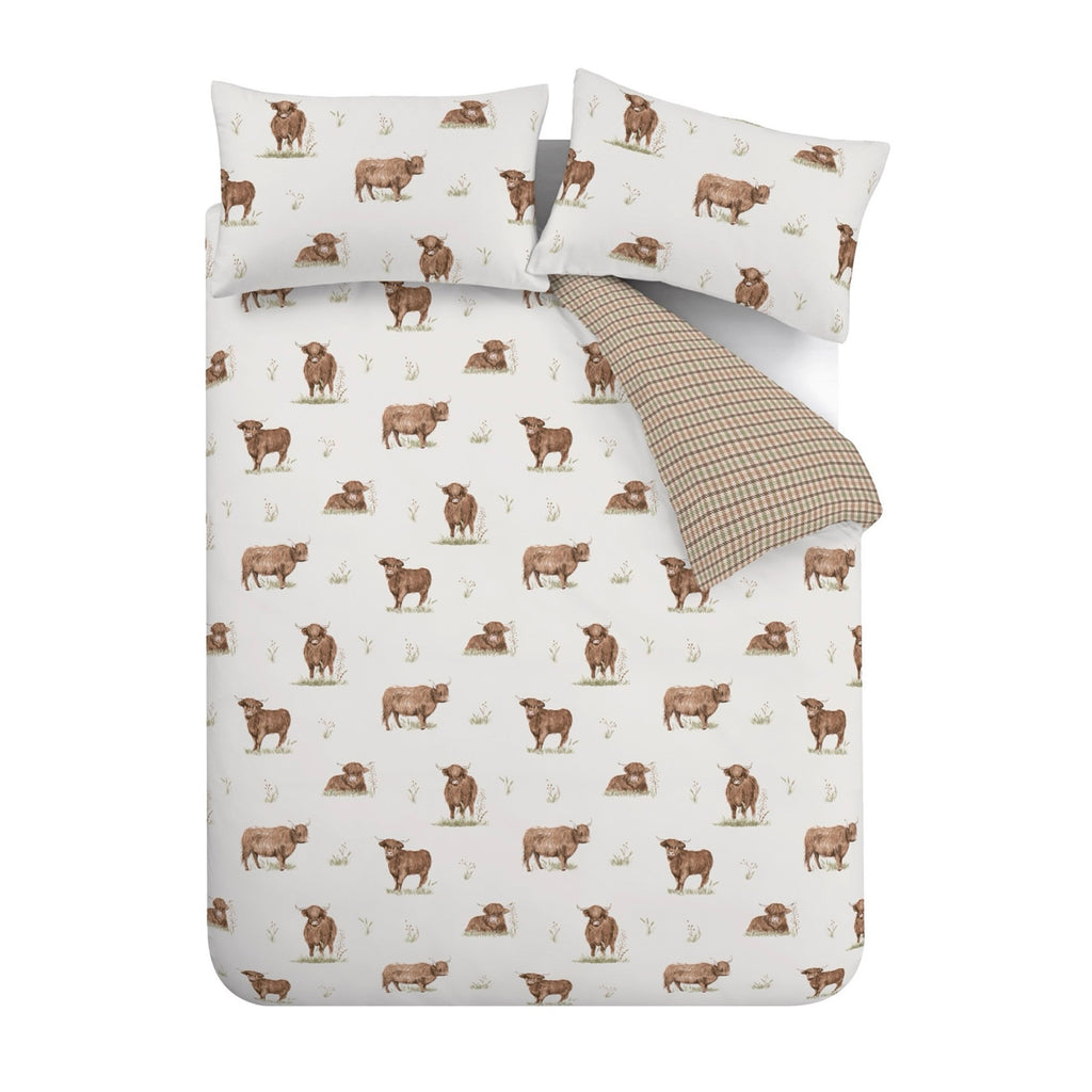 Catherine Lansfield Angus Highland Cow Natural Duvet Set