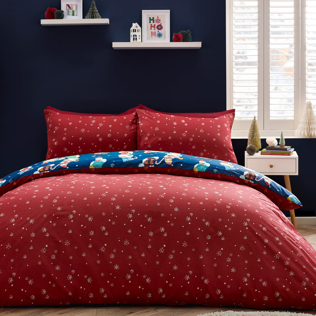 Catherine Lansfield Kids Christmas Elves Navy Duvet Set