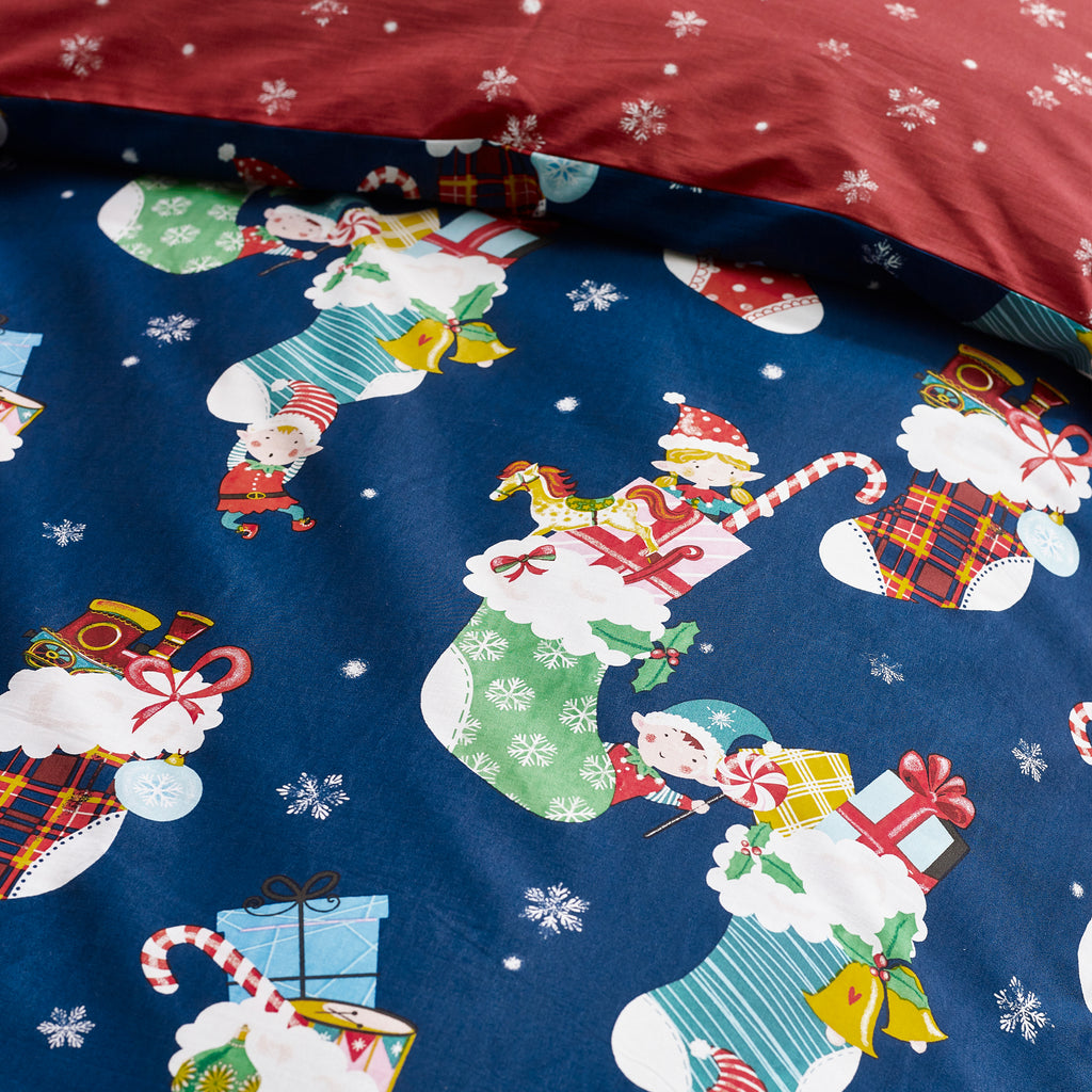 Catherine Lansfield Kids Christmas Elves Navy Duvet Set