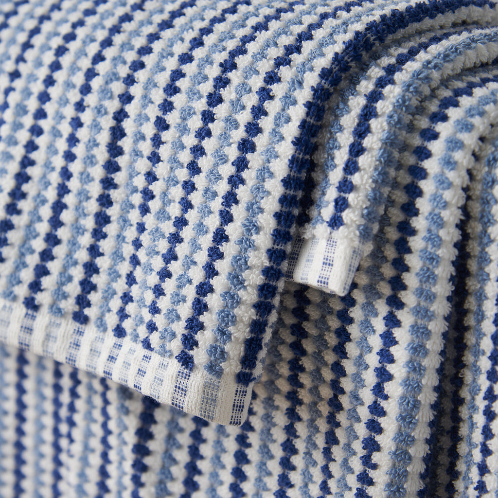 Catherine Lansfield Rice Weave Stripe 100% Cotton 500gsm Blue Towels