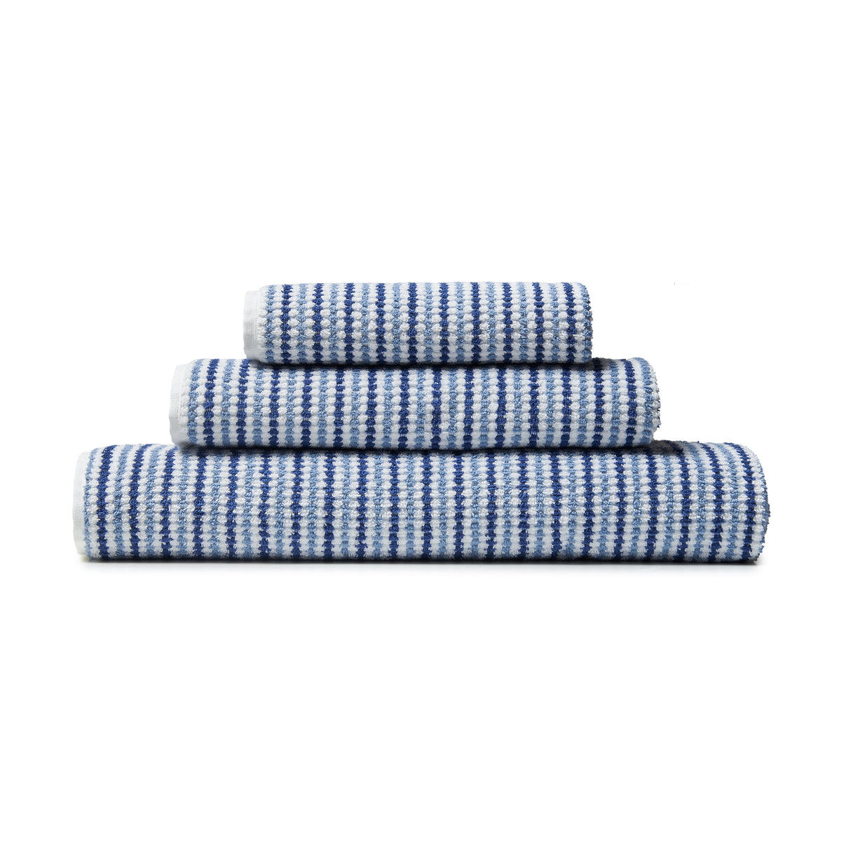 Catherine Lansfield Rice Weave Stripe 100% Cotton 500gsm Blue Towels