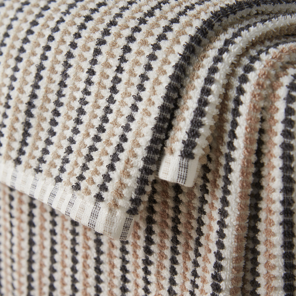Catherine Lansfield Rice Weave Stripe 100% Cotton 500gsm Grey Towels