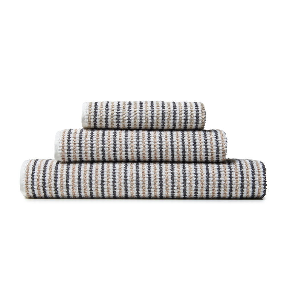 Catherine Lansfield Rice Weave Stripe 100% Cotton 500gsm Grey Towels