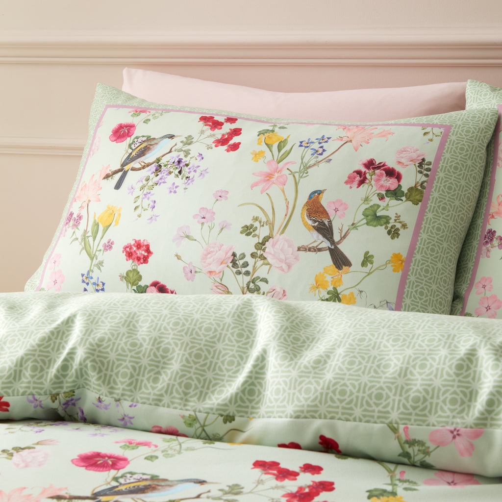 Royal Horticultural Society Birds in Bloom Green Duvet Set