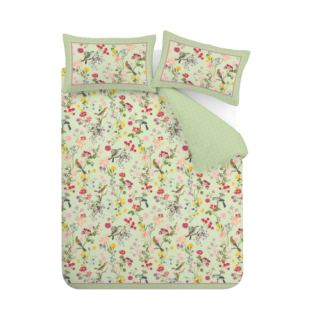 Royal Horticultural Society Birds in Bloom Green Duvet Set