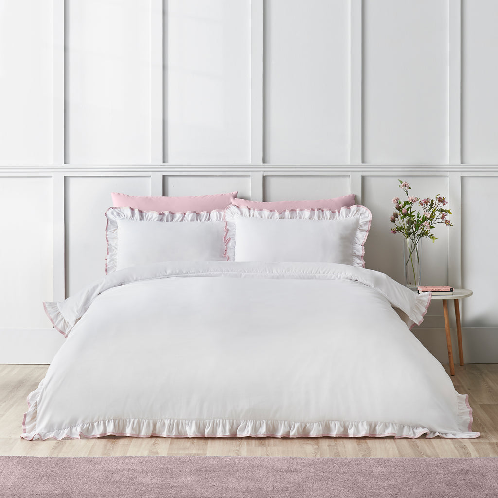 Catherine Lansfield So Soft Mono Frill Duvet Set