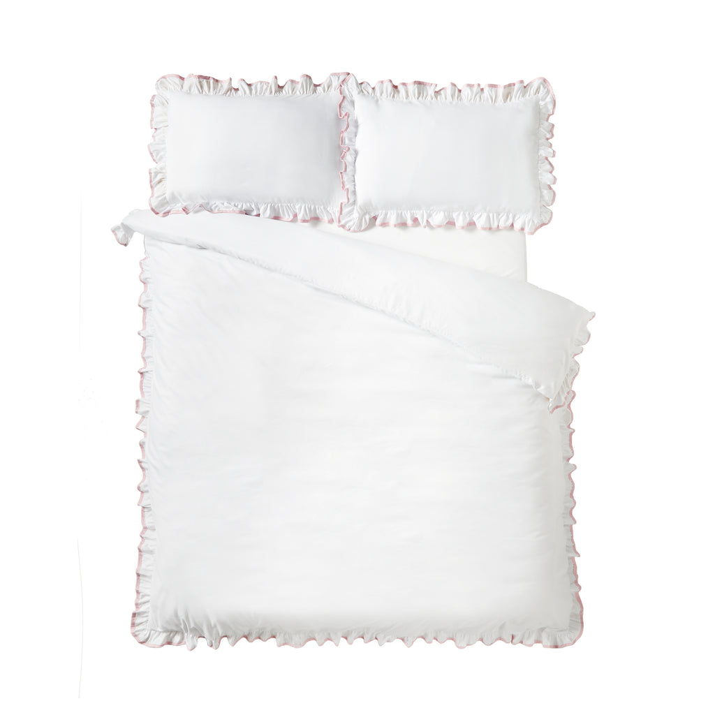 Catherine Lansfield So Soft Mono Frill Duvet Set