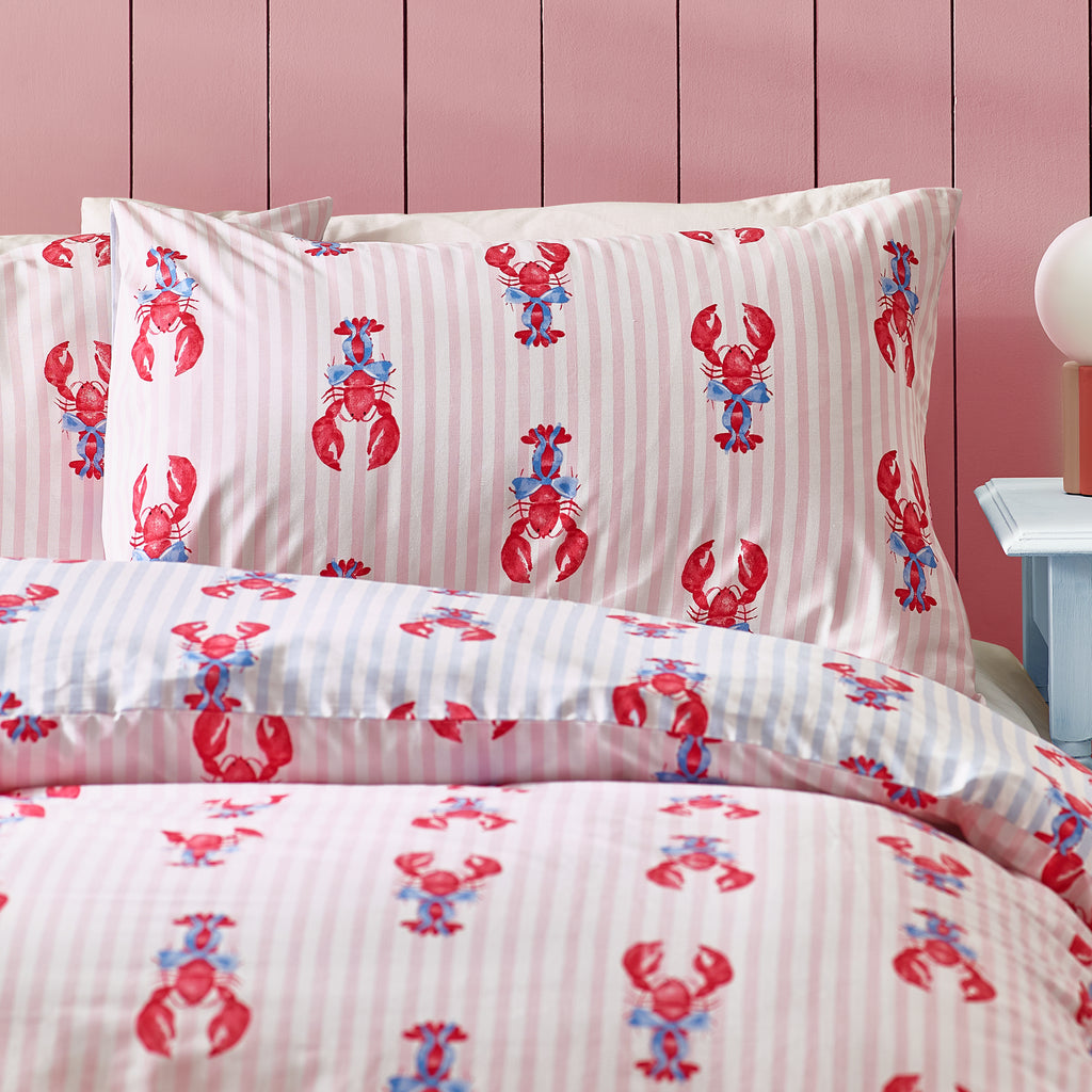 SASSY B_ Lobster Stripe Pink Blue Duvet Set