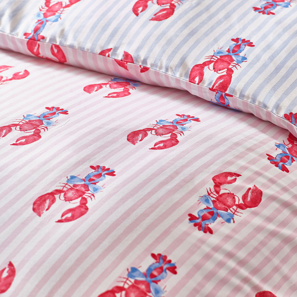 SASSY B_ Lobster Stripe Pink Blue Duvet Set