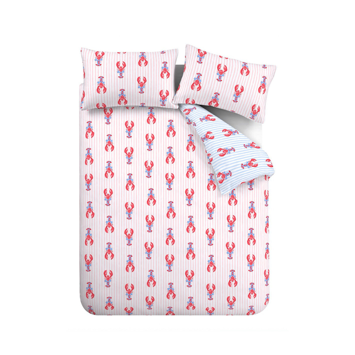 SASSY B_ Lobster Stripe Pink Blue Duvet Set
