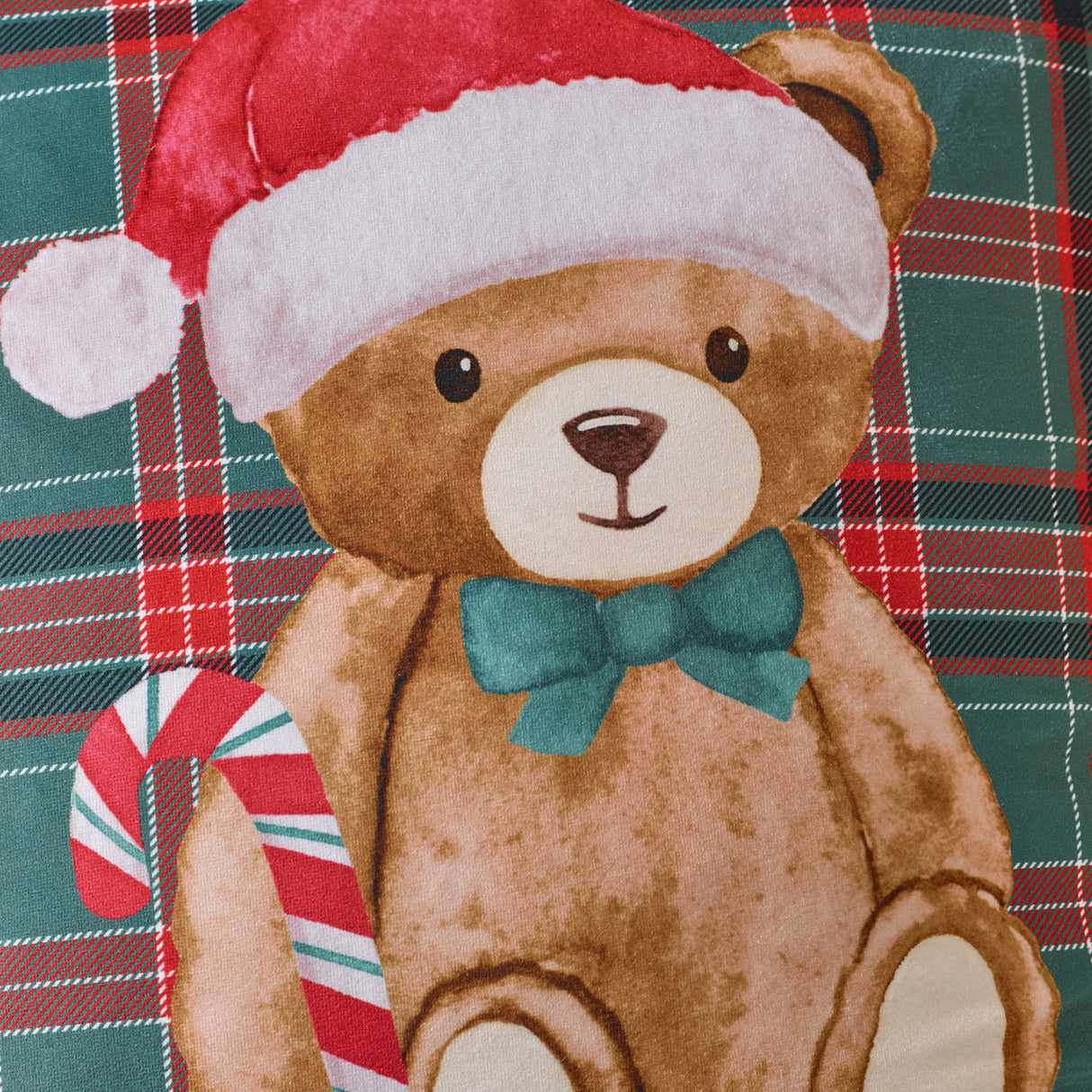 Catherine Lansfield Christmas Tartan Teddy Bear Green Duvet Set