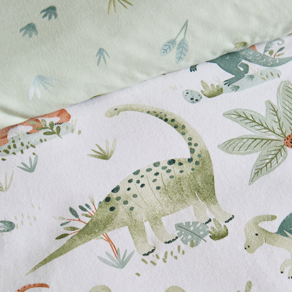 Catherine Lansfield Kids Sleepy Saurus Dino Cream 100% Brushed Cotton Duvet Set