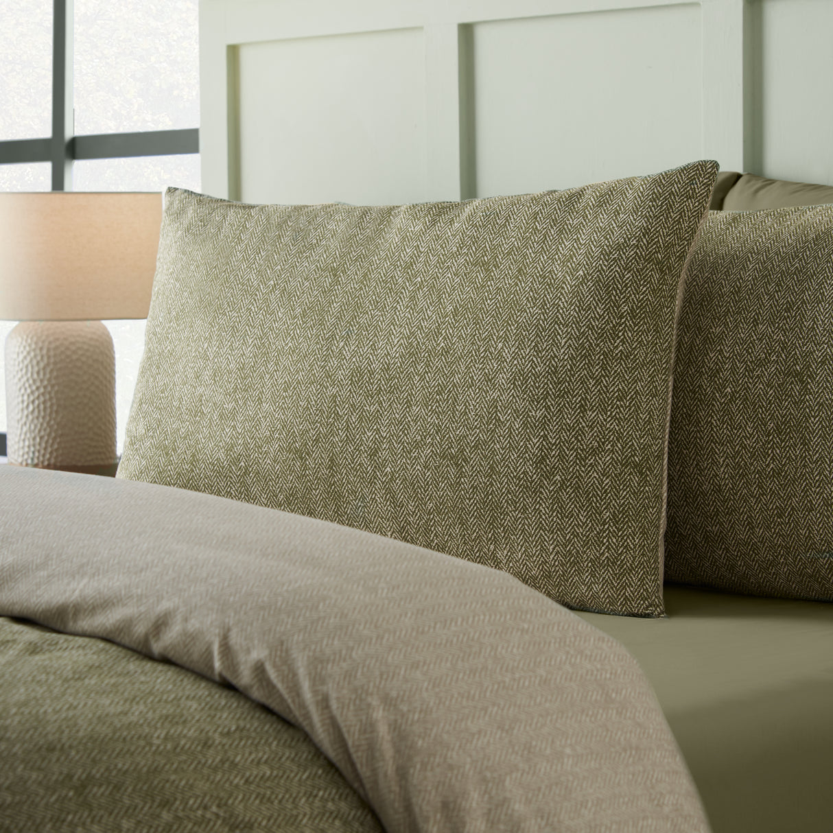 Catherine Lansfield Herringbone 100% Brushed Cotton Duvet Set