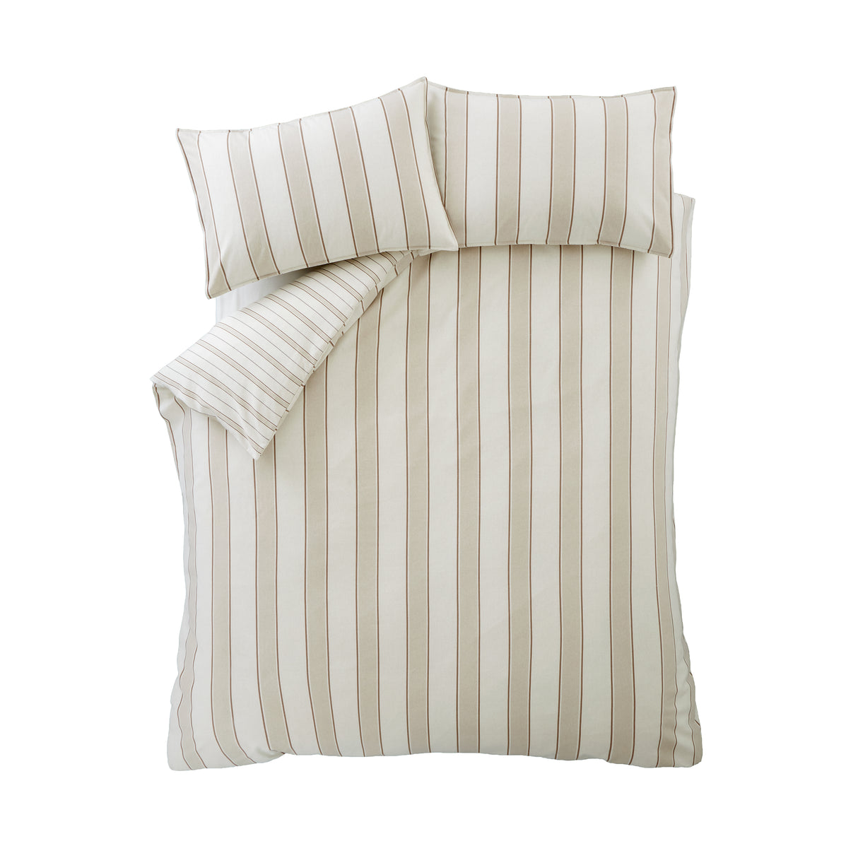 Bianca Fine Linens Regal Stripe Natural 100% Brushed Cotton Duvet Set