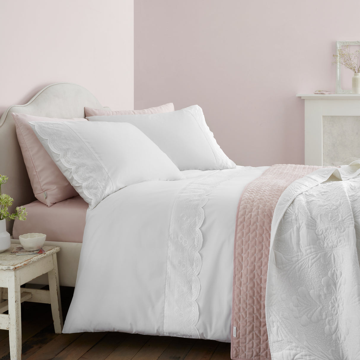 Bianca Fine Linens Elise Lace White Duvet Set