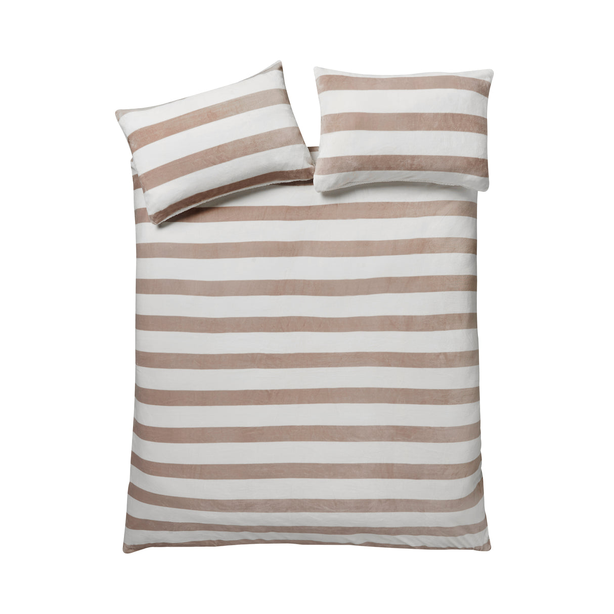 Catherine Lansfield Cosy Sherpa Stripe Natural Duvet Set