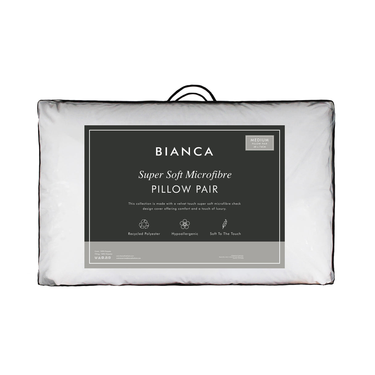 Bianca Fine Linens Super Soft Microfibre Pillow Pair