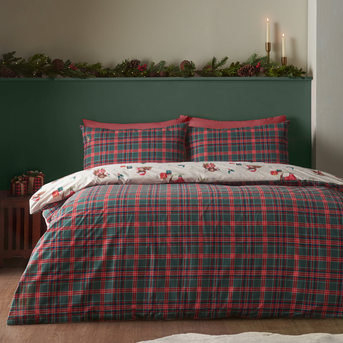 Catherine Lansfield Christmas Highland Cow Natural Duvet Set