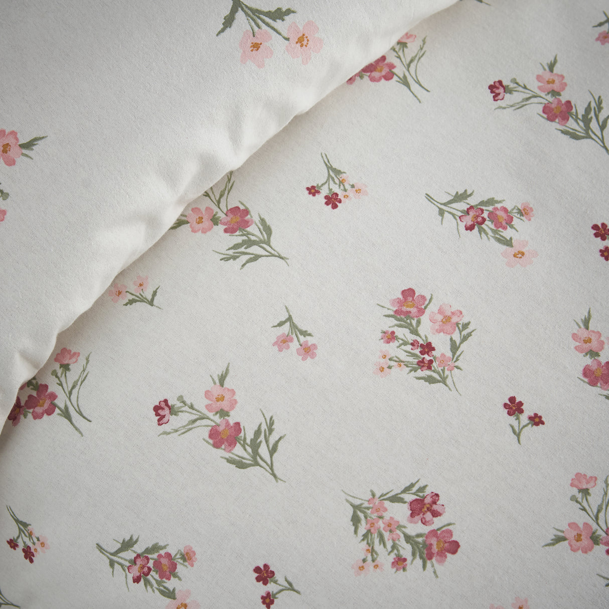 Catherine Lansfield Ditsy Floral Pink 100% Brushed Cotton Duvet Set