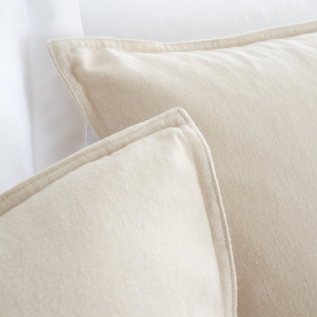 Bianca Fine Linens Leaf Embroidery Natural 100% Brushed Cotton Duvet Set