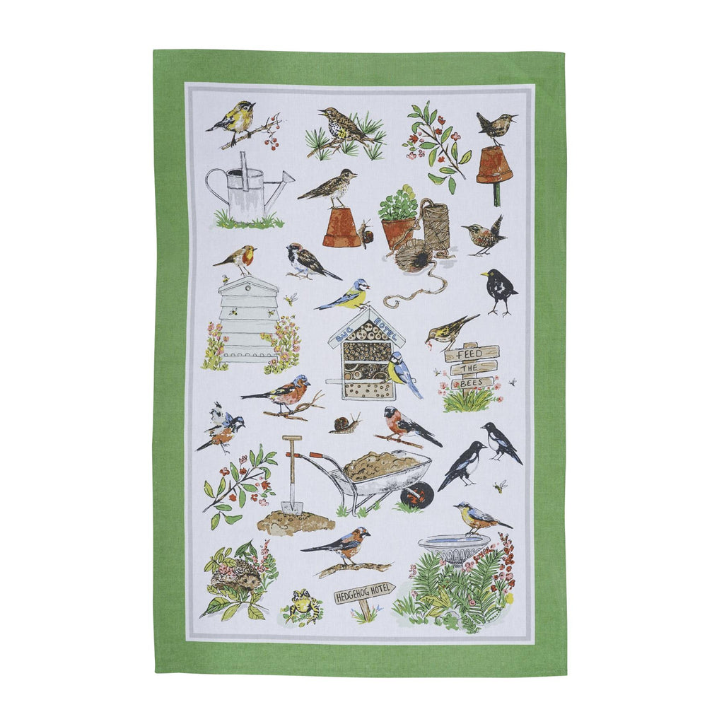 Ulster Weavers Garden Birds Green Tea Towel