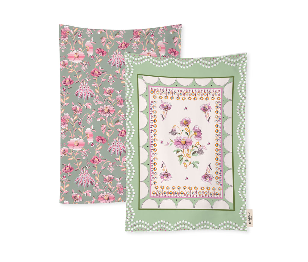 Cath Kidston CKFGTTOWEL2 Friendship Gardens Sage 2 Pack of Tea Towels