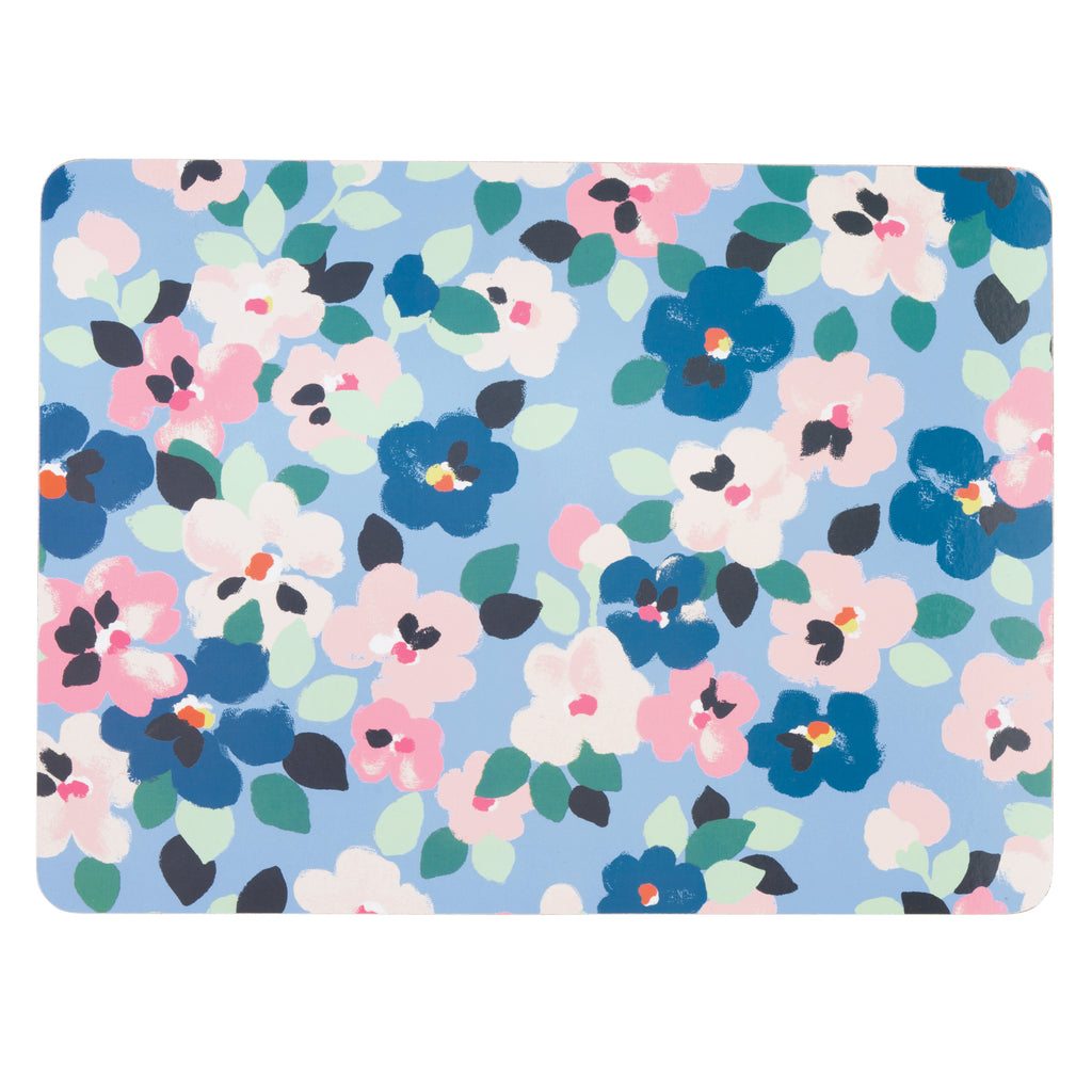 Cath Kidston CKPPCBPLMAT Painted Pansies Blue Set of 4 Placemats