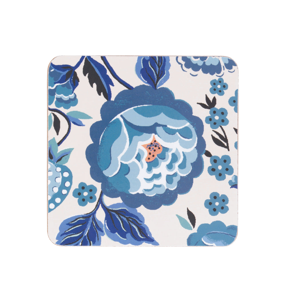 Cath Kidston CKSGCBCOAST Strawberry Garden Blue Set of 4 Cork Back Coasters