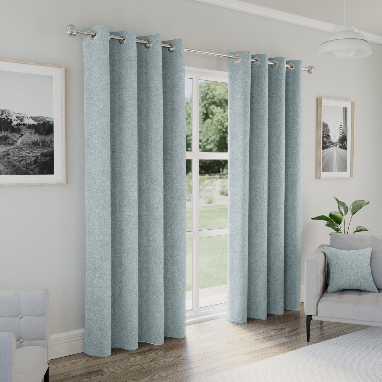 Tyrone Austin 100% Blackout Lined Eyelet Curtains