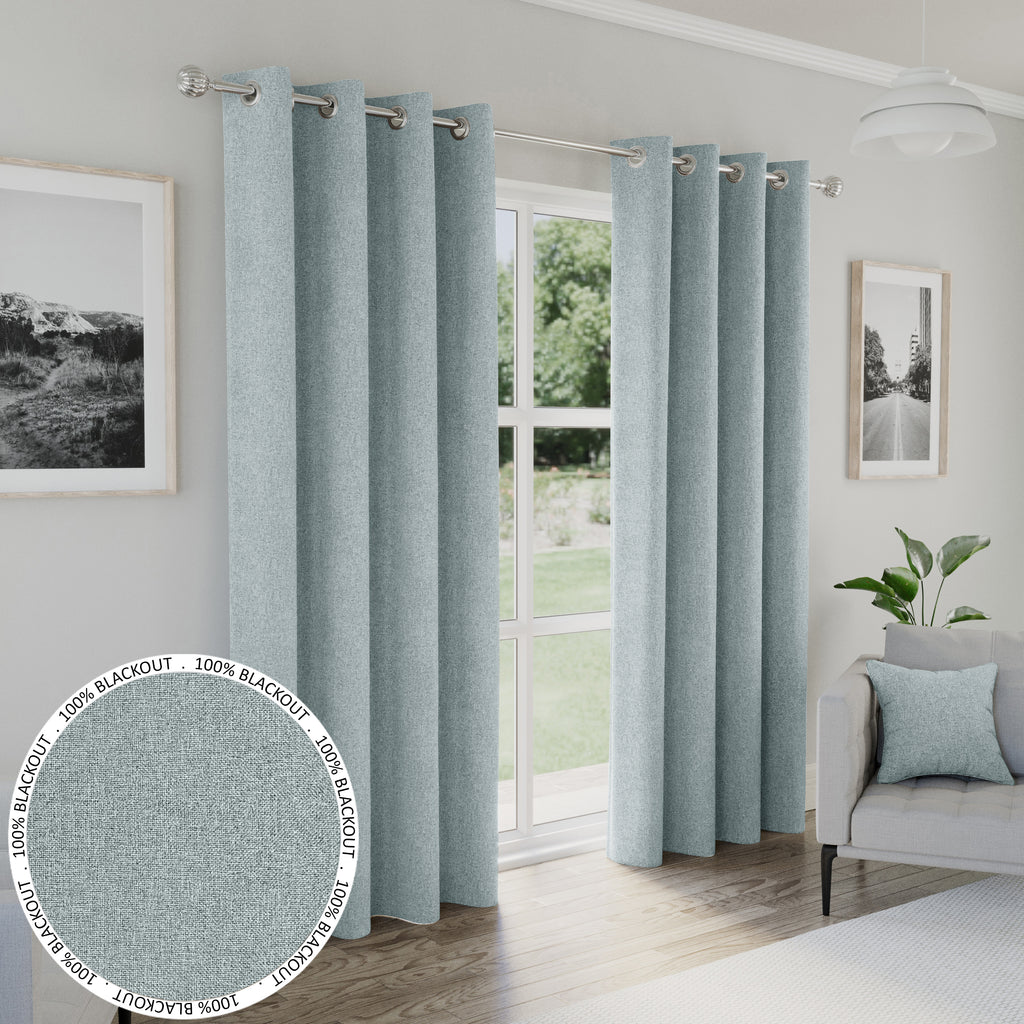 Tyrone Austin 100% Blackout Lined Eyelet Curtains