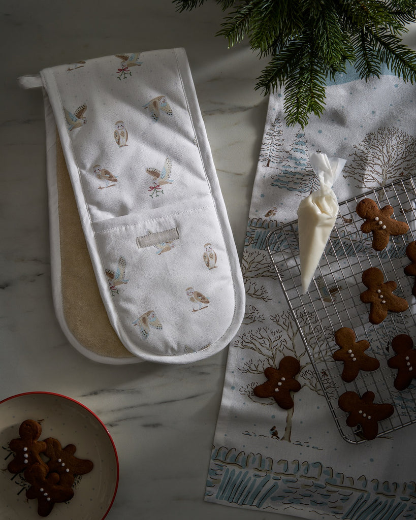 ALL120100 Sophie Allport Snowy Owls Double Oven Glove