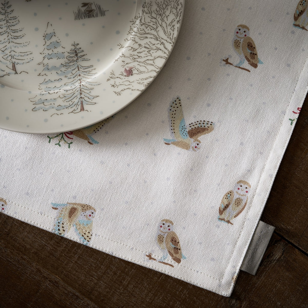 ALL120820WS Sophie Allport Snowy Owls Washable Fabric Placemat Set of 2