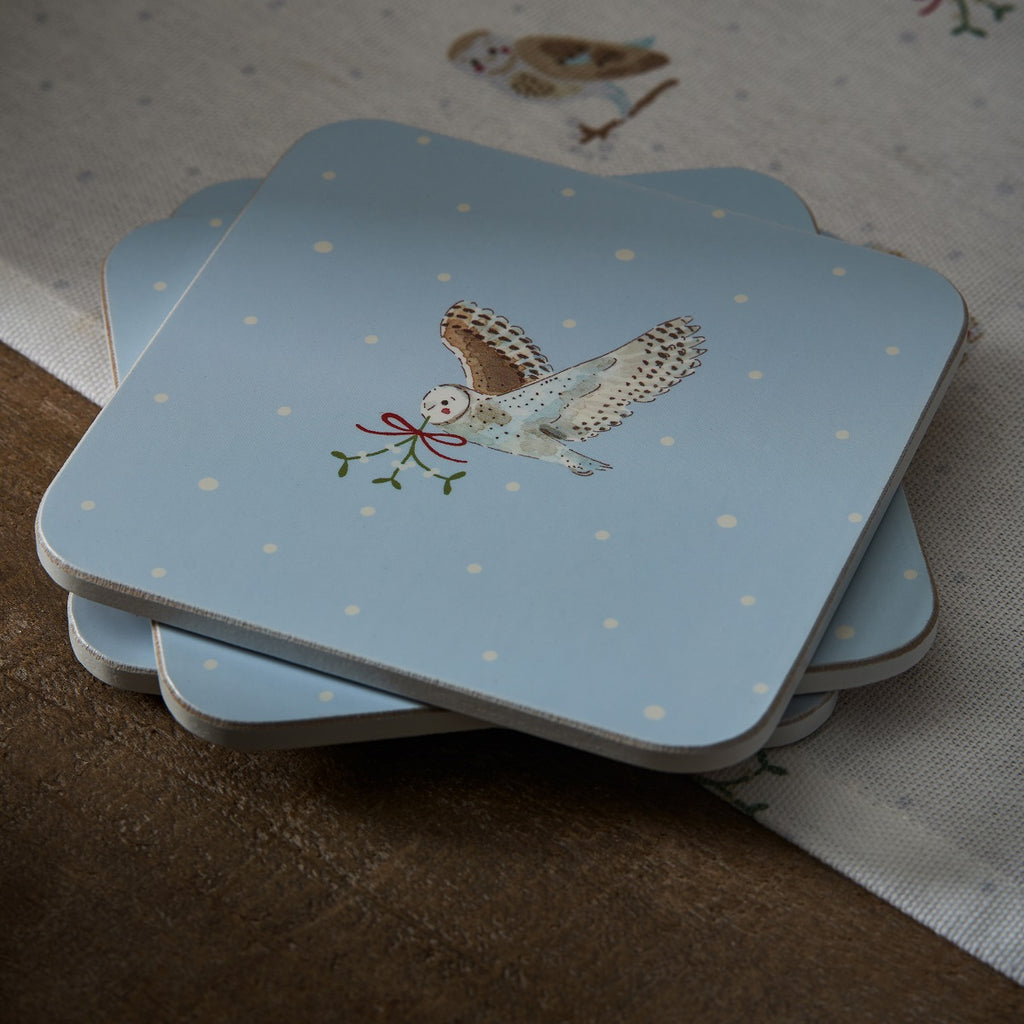 COC12001 Sophie Allport Snowy Owls Coasters Set of 4