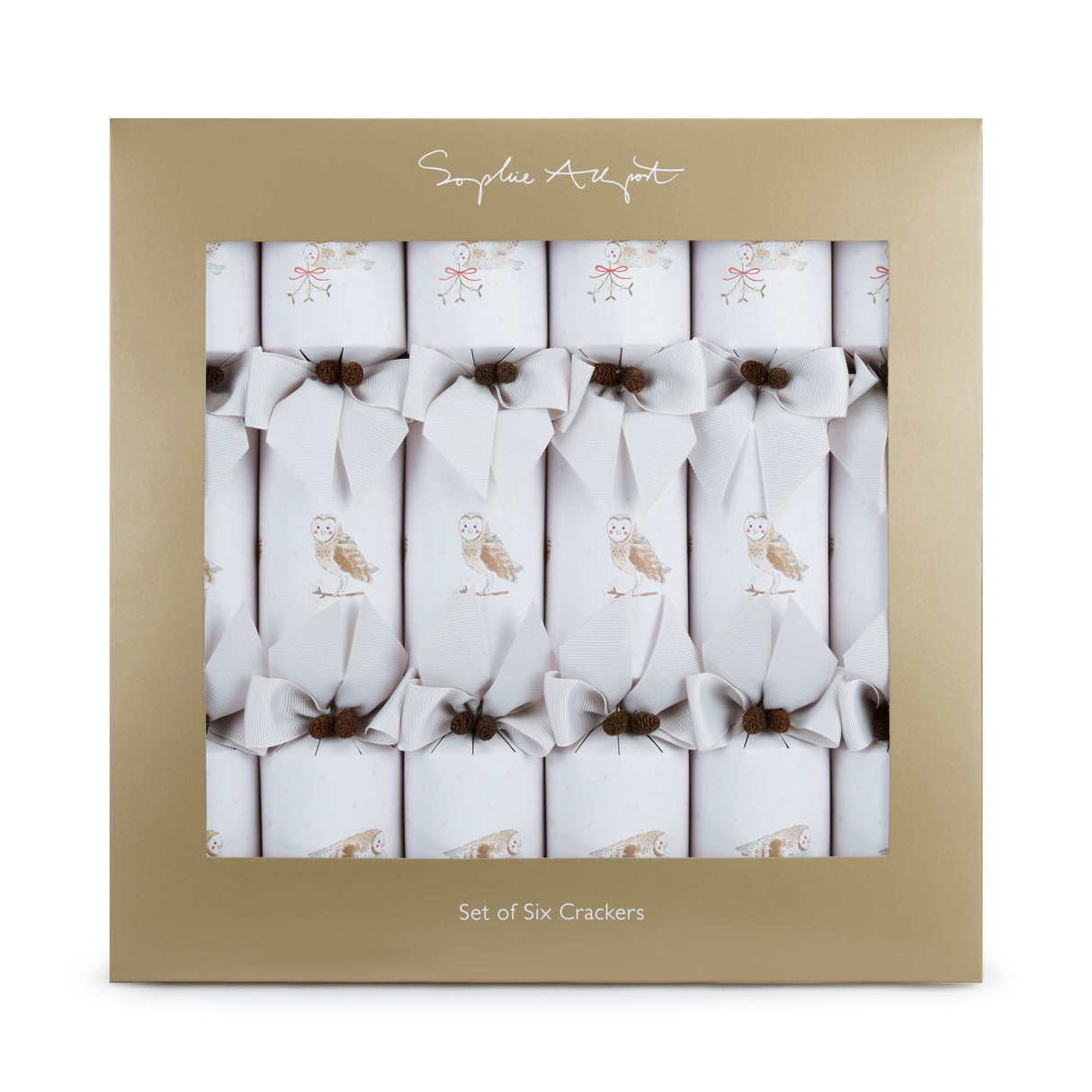 CR12012 Sophie Allport Snowy Owls Christmas Crackers Set of 6