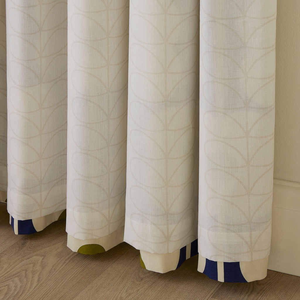 Orla Kiely Abacus Flower Navy Lined Eyelet Curtains