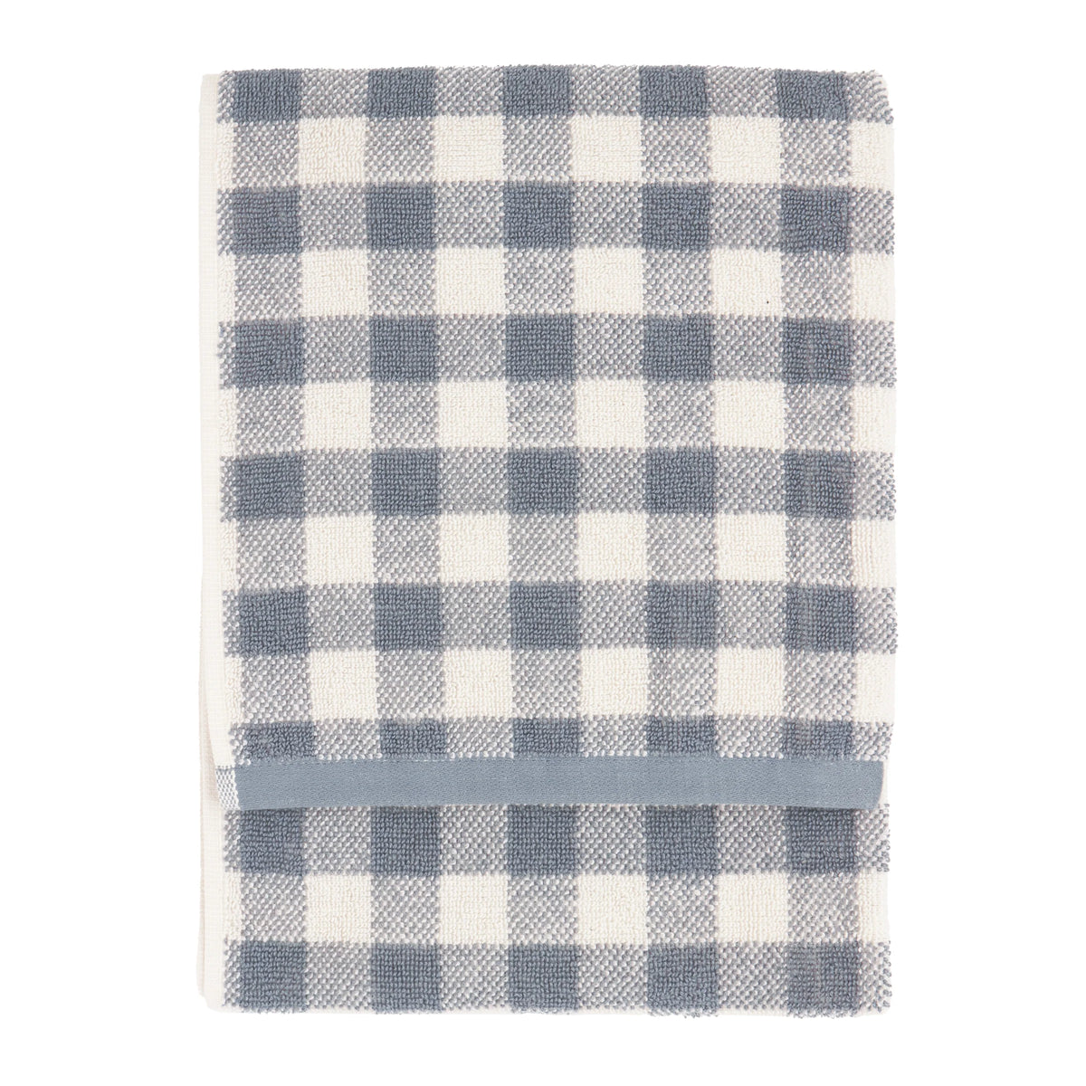 The Linen Yard Barton Gingham 100% Cotton Denim Blue Towels