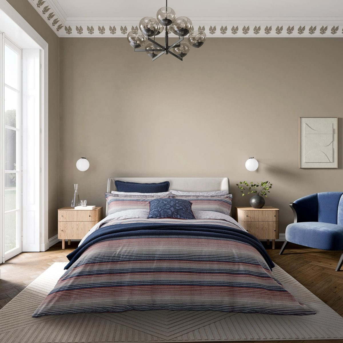 Bedeck of Belfast Stafford Navy & Red Duvet Set