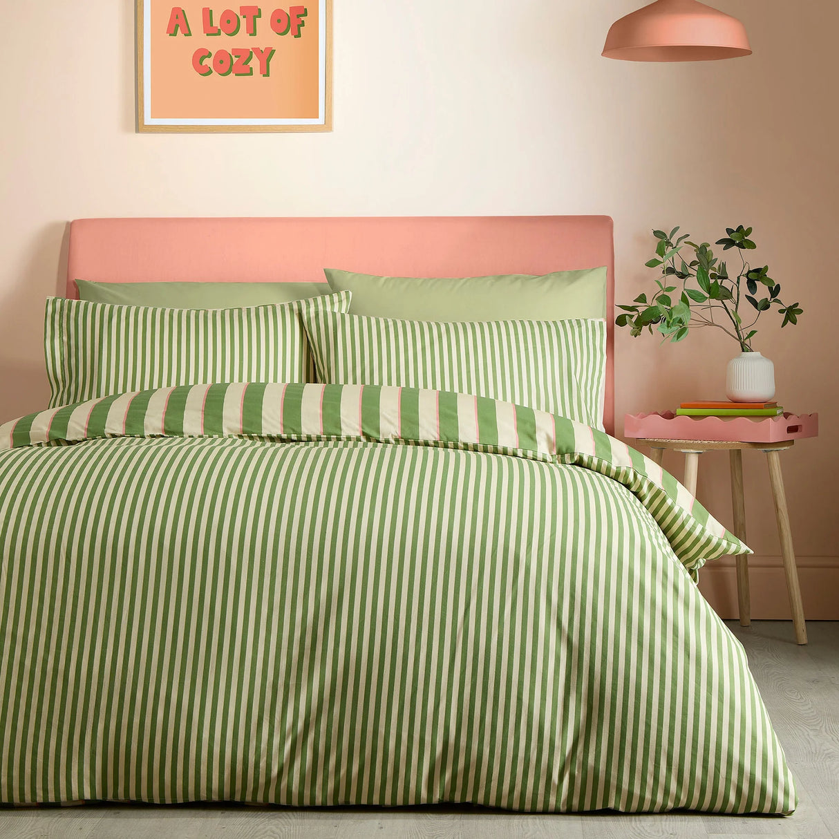Fusion Bold Stripe Green Duvet Set