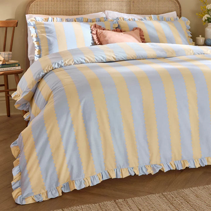 Wylder Birdie Stripe Ruffle Duvet Set