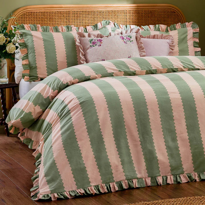 Wylder Birdie Stripe Ruffle Duvet Set