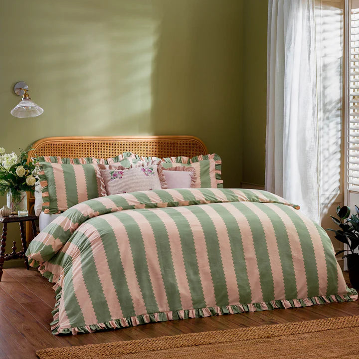 Wylder Birdie Stripe Ruffle Duvet Set