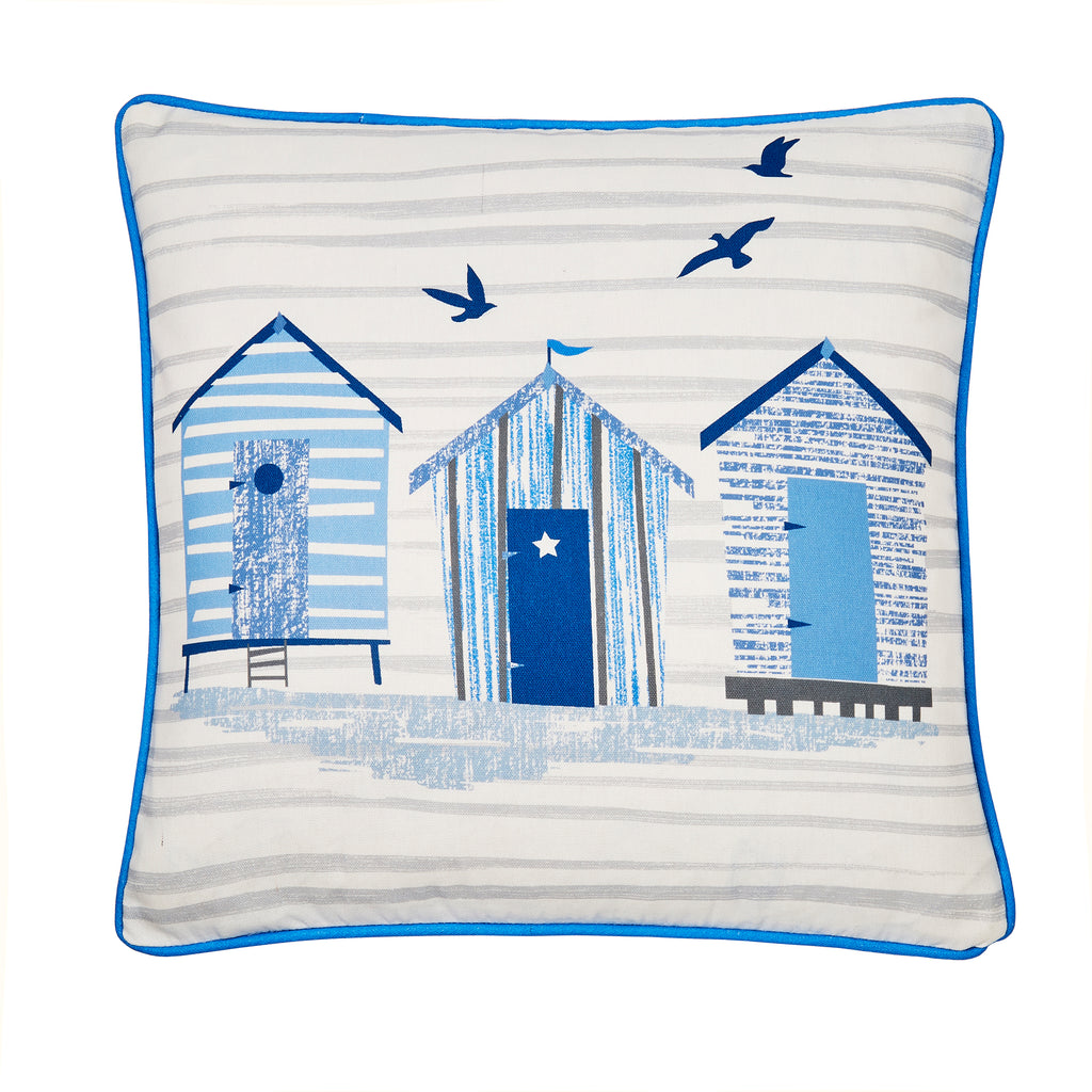 Fusion Outdoor Beach Huts Blue 43cm x 43cm Cushion
