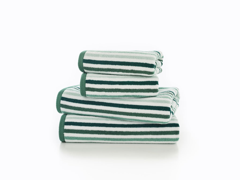 Deyongs Bliss Linear Stripe 100% Cotton 550gsm Green Towels