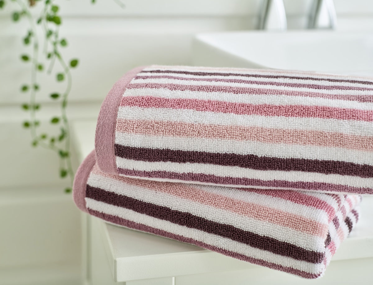 Deyongs Bliss Linear Stripe 100% Cotton 550gsm Pink Towels