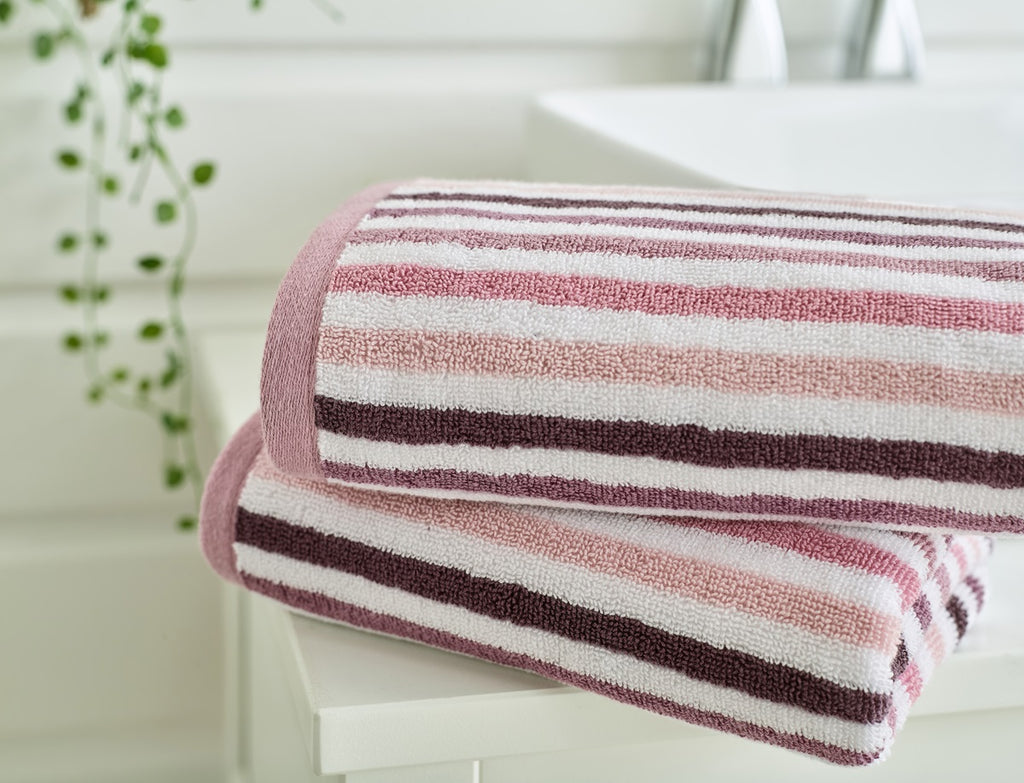 Deyongs Bliss Linear Stripe 100% Cotton 550gsm Pink Towels