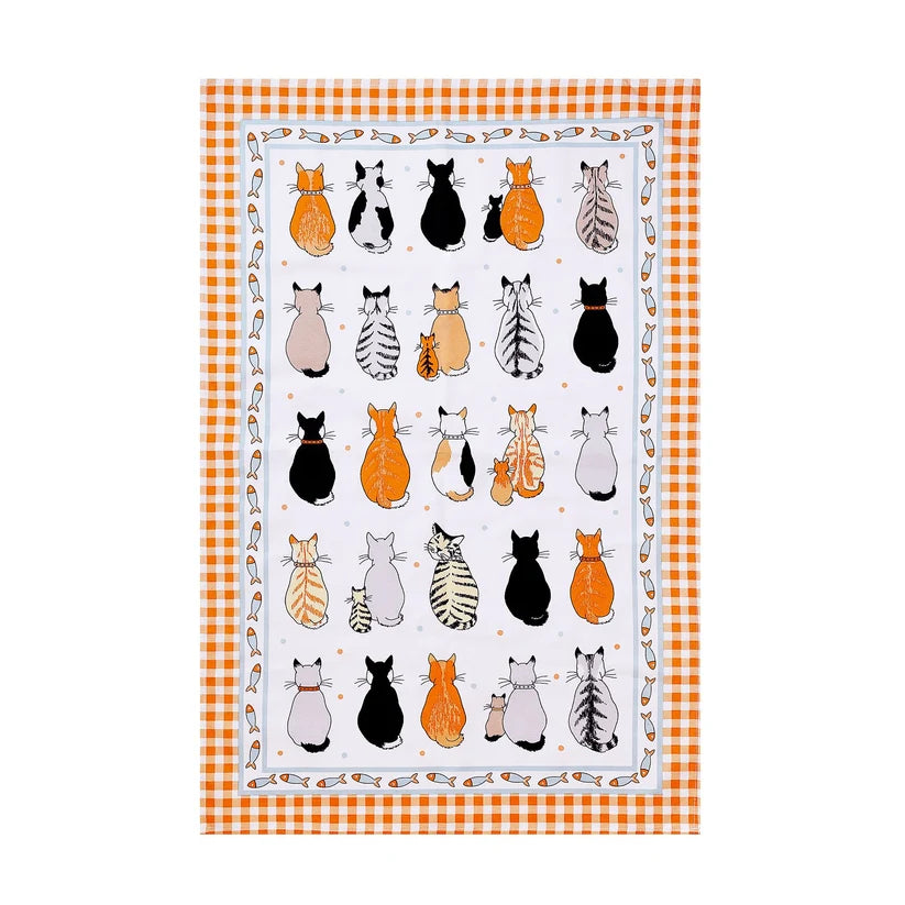 Ulster Weavers Cats in Waiting Orange Tea Towel