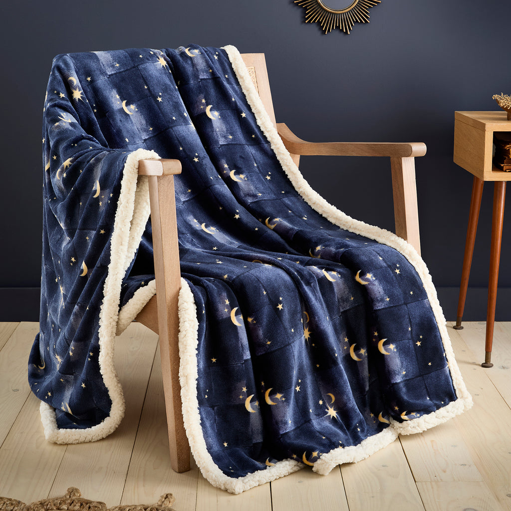 Fusion Bedding Cosmic Star Navy 100% Fleece Duvet Set