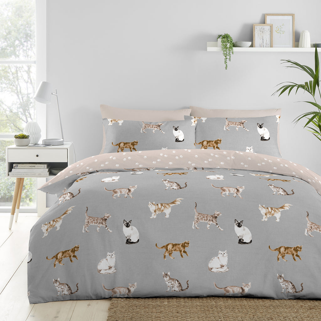 Fusion Bedding Cats Grey Duvet Set
