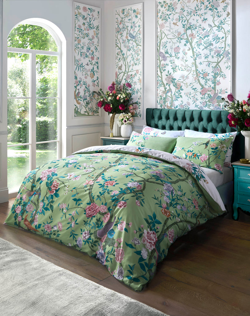 Graham & Brown Chinoiserie Garden Green Duvet Set