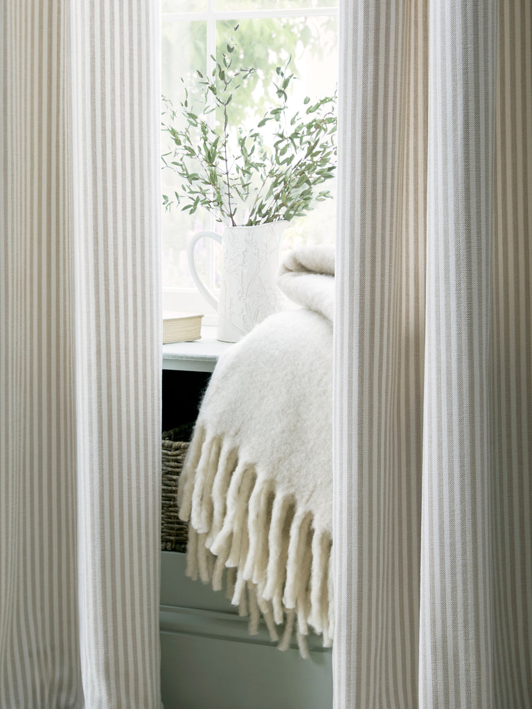 Laura Ashley Cornish Chenille Stripe Lined Eyelet Curtains